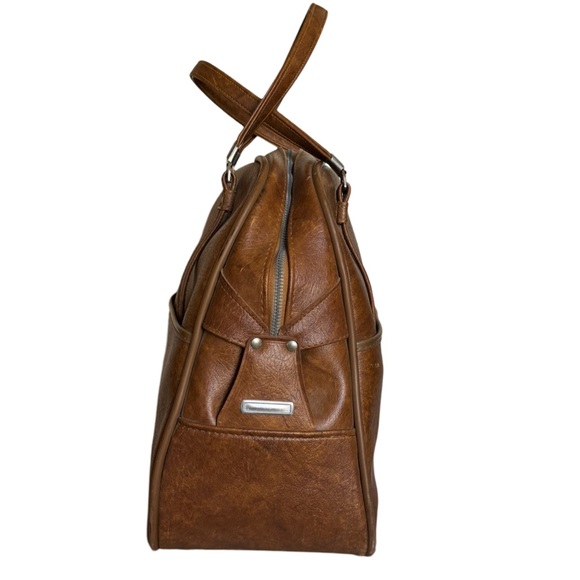 AMERICAN TOURISTER • Vintage Camel Leather Carry-On Bag Luggage Overnight - Picture 7 of 13